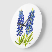 Bluebonnets Texas State Flowers Lupine Waterverf Grote Klok (Hoek)