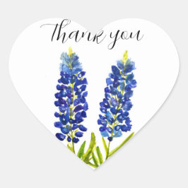 Bluebonnets Texas State Flowers Lupine Waterverf Hart Sticker