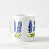 Bluebonnets Texas State Flowers Lupine Waterverf Koffiemok (Voorkant links)