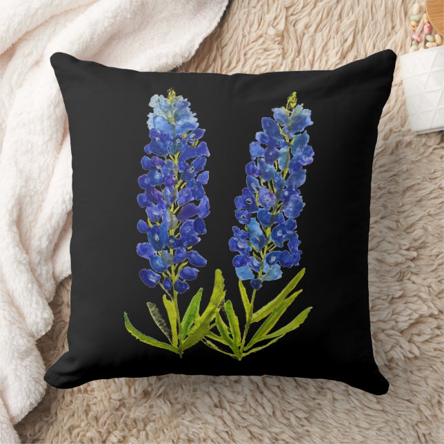 Bluebonnets Texas State Flowers Lupine Waterverf Kussen (Deken)
