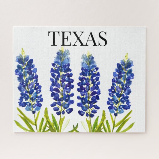 Bluebonnets Texas State Flowers Lupine Waterverf Legpuzzel (Horizontaal)