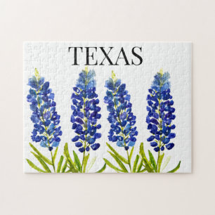 Bluebonnets Texas State Flowers Lupine Waterverf Legpuzzel