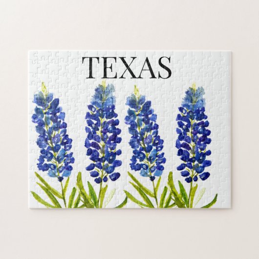 Bluebonnets Texas State Flowers Lupine Waterverf Legpuzzel (Horizontaal)