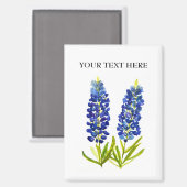 Bluebonnets Texas State Flowers Lupine Waterverf Magneet (Voorkant / Achterkant)