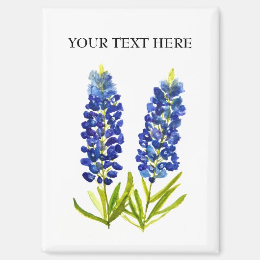 Bluebonnets Texas State Flowers Lupine Waterverf Magneet (Voorkant)