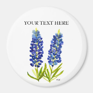 Bluebonnets Texas State Flowers Lupine Waterverf Magneet