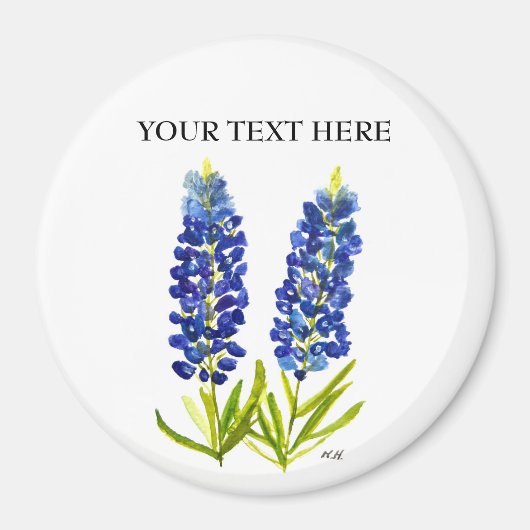 Bluebonnets Texas State Flowers Lupine Waterverf Magneet (Voorkant)