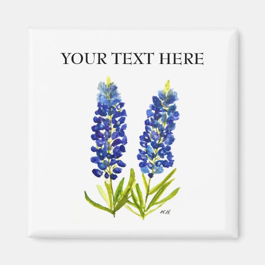 Bluebonnets Texas State Flowers Lupine Waterverf Magneet (Voorkant)