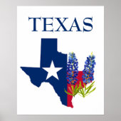 Bluebonnets Texas State Flowers Lupine Waterverf Poster (Voorkant)