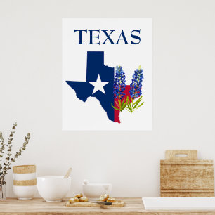 Bluebonnets Texas State Flowers Lupine Waterverf Poster