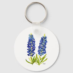 Bluebonnets Texas State Flowers Lupine Waterverf Sleutelhanger