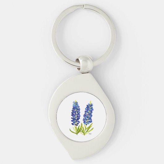 Bluebonnets Texas State Flowers Lupine Waterverf Sleutelhanger (Voorkant)