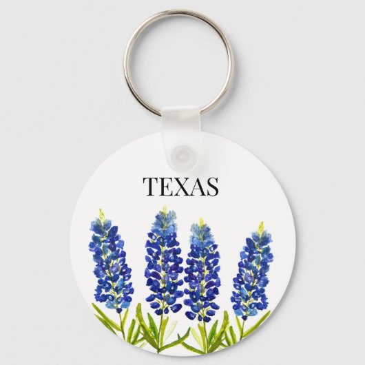 Bluebonnets Texas State Flowers Lupine Waterverf Sleutelhanger (Voorkant)