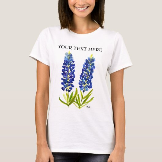 Bluebonnets Texas State Flowers Lupine Waterverf T-shirt (Voorkant)