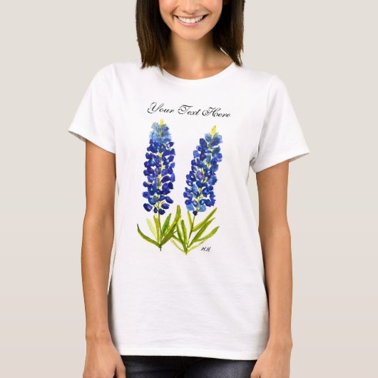 Bluebonnets Texas State Flowers Lupine Waterverf T-shirt (Voorkant)