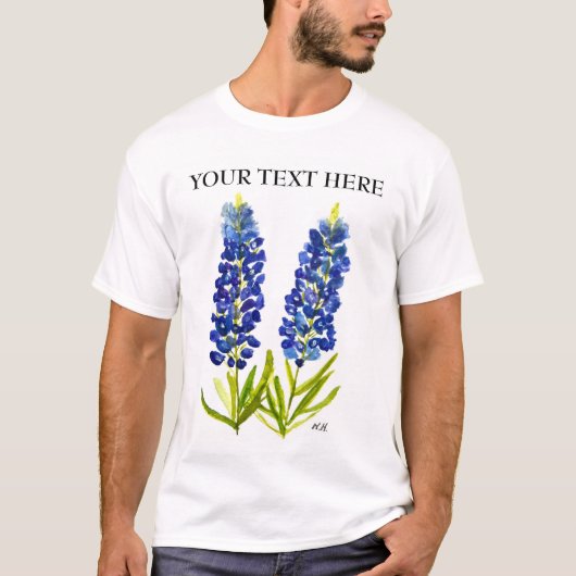 Bluebonnets Texas State Flowers Lupine Waterverf T-shirt (Voorkant)