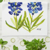 Bluebonnets Texas State Flowers Lupine Waterverf Theedoek (Gevouwen)