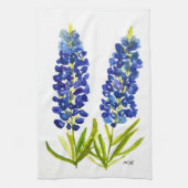Bluebonnets Texas State Flowers Lupine Waterverf Theedoek (Verticaal)