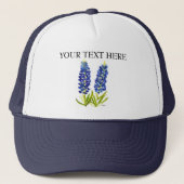 Bluebonnets Texas State Flowers Lupine Waterverf Trucker Pet (Voorkant)