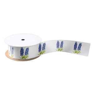 Bluebonnets Texas State Flowers Pattern Waterverf Satijnen Lint