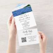 Bluebonnets Texas Texan Elegant QR Code Wedding Al All In One Uitnodiging (Afscheurbaar)