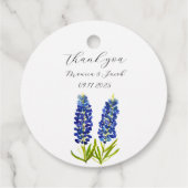 Bluebonnets Texas Waterverf Blauw Bloemen Bruiloft Bedankjes Labels (Achterkant)