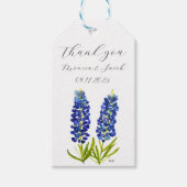 Bluebonnets Texas Waterverf Blauw Bloemen Bruiloft Cadeaulabel (Voorkant)