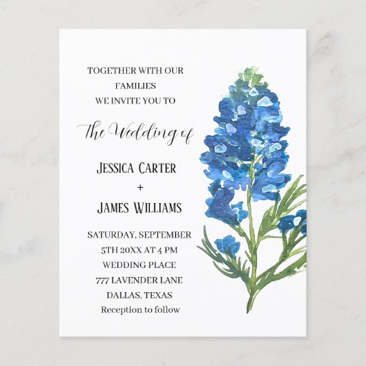 Bluebonnets Texas Waterverf Floral Wedding (Voorkant)