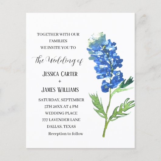 Bluebonnets Texas Waterverf Floral Wedding (Voorkant)