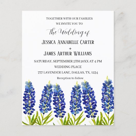 Bluebonnets Texas Waterverf Floral Wedding (Voorkant)