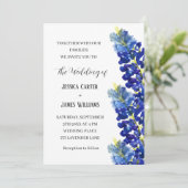 Bluebonnets Texas Waterverf Floral Wedding Kaart (Staand voorkant)
