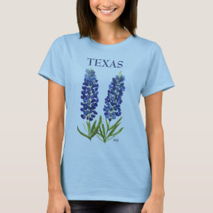 Bluebonnets Texas Wildbloemen Lupine Waterverf T-shirt
