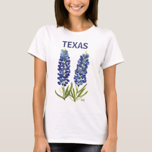 Bluebonnets Texas Wildbloemen Lupine Waterverf T-shirt