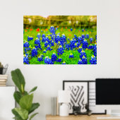 Bluebonnets van Texas Rustic Blue Wildflower Poster (Thuiskantoor)