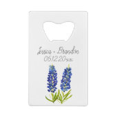 Bluebonnets Waterverf Blauw Bloemen Bloemen Bruilo Creditkaart Flessenopener (Achterkant)