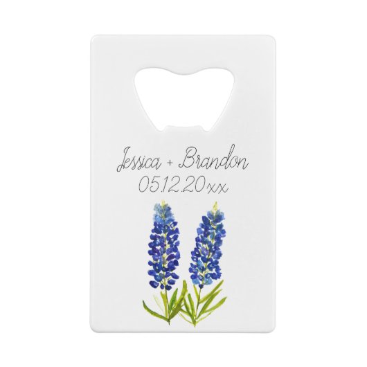 Bluebonnets Waterverf Blauw Bloemen Bloemen Bruilo Creditkaart Flessenopener (Achterkant)
