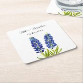 Bluebonnets Waterverf Blauw Bloemen Bloemen Bruilo Kartonnen Onderzetters (Schuin)