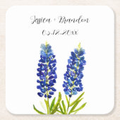 Bluebonnets Waterverf Blauw Bloemen Bloemen Bruilo Kartonnen Onderzetters (Voorkant)