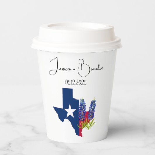 Bluebonnets Waterverf Blauw Bloemen Bloemen Bruilo Papieren Bekers (Voorkant)