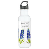 Bluebonnets Waterverf Blauw Bloemen Bloemen Bruilo Waterfles (Voorkant)