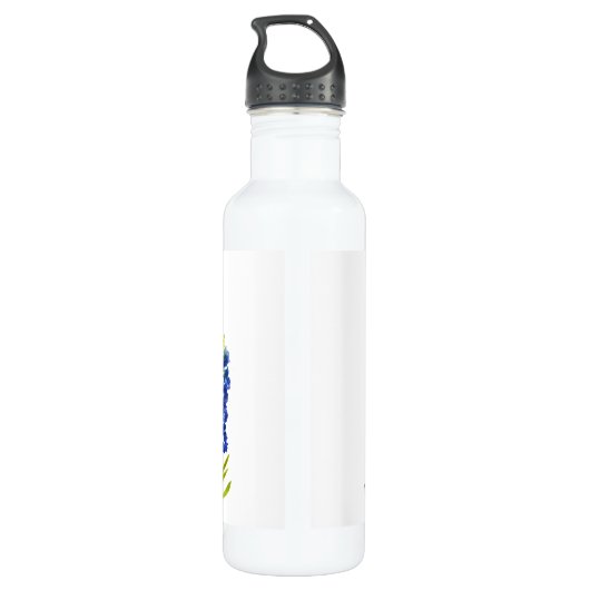 Bluebonnets Waterverf Blauw Bloemen Bloemen Bruilo Waterfles (Achterkant)