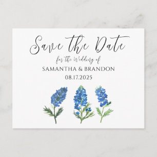 Bluebonnets Waterverf Blauw Bloemen Rustiek Briefkaart