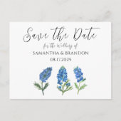Bluebonnets Waterverf Blauw Bloemen Rustiek Briefkaart (Voorkant)