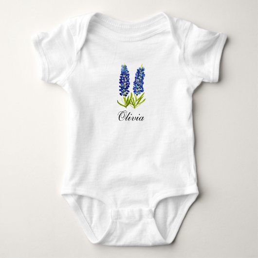 Bluebonnets waterverf bloemige meisjes baby body romper (Voorkant)