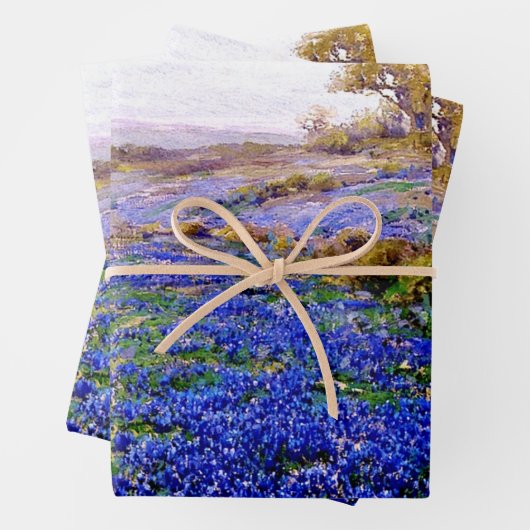 Bluebonnets Wrapping Paper Flat Sheet Set van 3 (In situ)