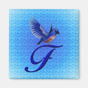 Bluebrd Monogram Initiaal F Magneet