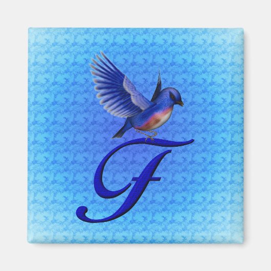 Bluebrd Monogram Initiaal F Magneet (Voorkant)