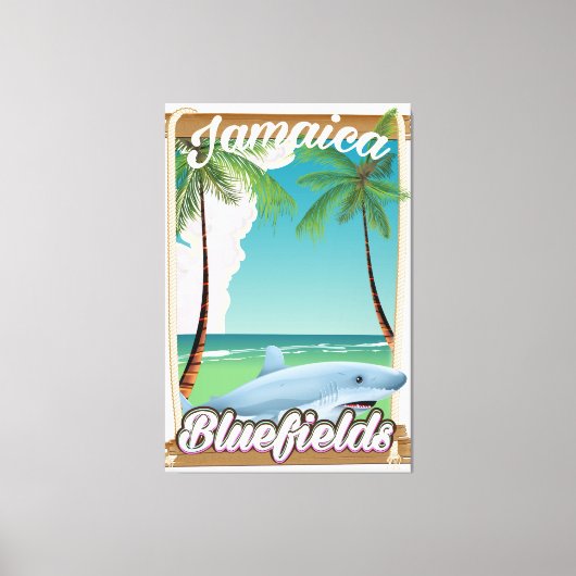 Bluefields, Jamaica strand vakantieposter. Canvas Afdruk (Voorkant)