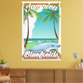 Bluefields, Jamaica strand vakantieposter. Canvas Afdruk (Insitu (Woonkamer))