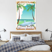 Bluefields, Jamaica strand vakantieposter. Canvas Afdruk (Insitu (Slaapkamer))